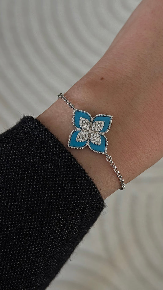 Bracelet fleur bleu